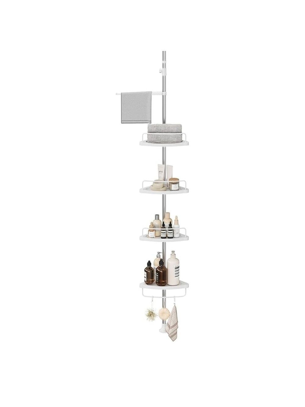 Adjustable White Bath Storage Tower